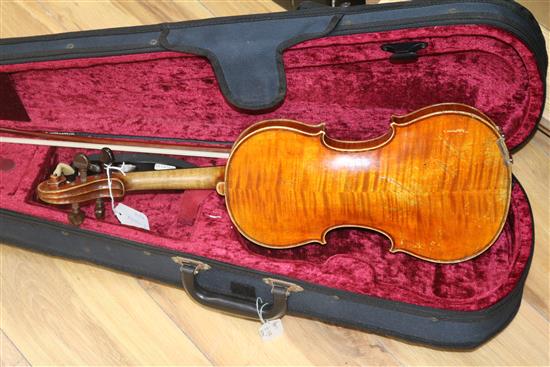 A half size French Violin c.1890-1900, back 12.5 inches